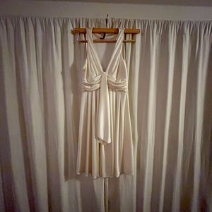 White draped party dress
